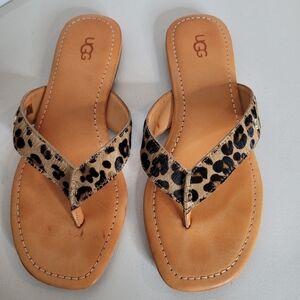 UGG Tan and Leopard Print Sandals
